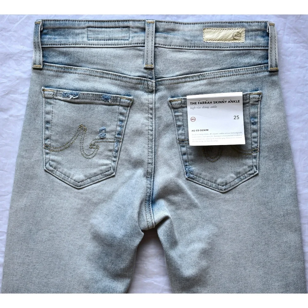 AG ADRIANO GOLDSCHMIED NWT FARRAH HIGH RISE SKINNY ANKLE 24Y SEABIRD JEAN. SZ 25 - Picture 9 of 13